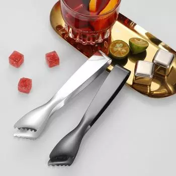Нержавеющий зубчатый зажим для кубиков льда, противоскользящие щипцы для сервировки, многофункциональный зажим для барбекю, салат серебряный
