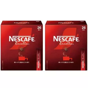 Nescafe Excela Stick Black 26 bottles x 2 Regular Soluble Individually Wrapped (2g/stick) boxes, Coffee,