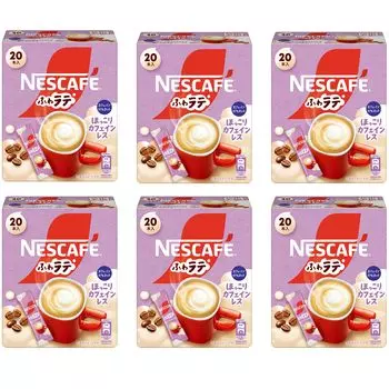 Nescafe Fluffy Latte Hokkori без кофеина 20P x 6 стиков Cafe в индивидуальной упаковке (6,6 г/л) коробки, Кофе, Латте,