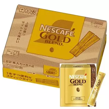 Nescafe Gold Blend Stick Black 264 бутылки 22 бутылки x 12 Обычный растворимый в индивидуальной упаковке (2 г/стик), коробки, Кофе,