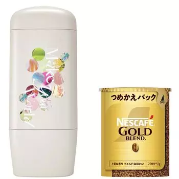 NESCAFE KEEPO Kuranaka Luna Model Starter Pack with Gold Blend Regular Soluble Coffee Ecosis, Refill,