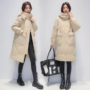 Несезонная куртка средней длины с пуховой подкладкой для женщин, свободная куртка с хлопковой подкладкой в корейском стиле, новое зимнее пальто, утолщенная теплая куртка с подкладкой M