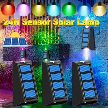 Несколько цветов регулируемые сады солнечные уличные фонари на открытом воздухе водонепроницаемые сенсорные лампы светодиодное освещение стены для дорожки забор лестницы фестиваль украшения Bicolor-1pcs