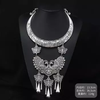 Несколько ошейников ручной работы, с серебряным ожерельем Дун Мяо, в стиле ретро, для танцевальных выступлений, аксессуары Мяо из Гуйчжоу, женские