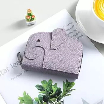 Несколько отделений для карт из искусственной кожи с головой слона, антиразмагничивающий зажим, сумка для денег, женский кошелек для монет, брелок для ключей, сумки для хранения на молнии коричневый