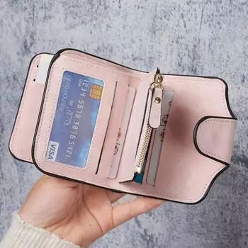 Несколько отделений для карт, сумка для кредитных карт, матовый кошелек из искусственной кожи, простой короткий кошелек для путешествий чёрный