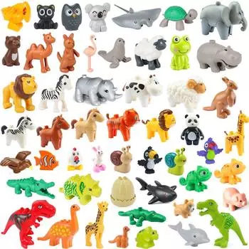 Несколько стилей, большие размеры, строительные блоки, аксессуары для животных, фигурки, ферма, зоопарк, сделай сам, кирпичи, образовательные игрушки для сборки для детей