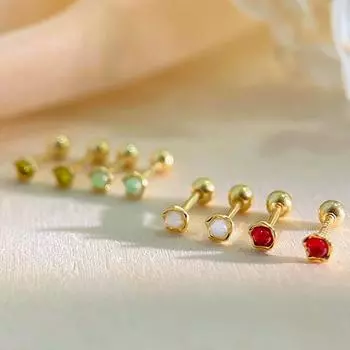 Несколько стилей сережек в виде цветка из цветного камня для женщин-студенток, чтобы сохранить отверстия для ушей и предотвратить потерю