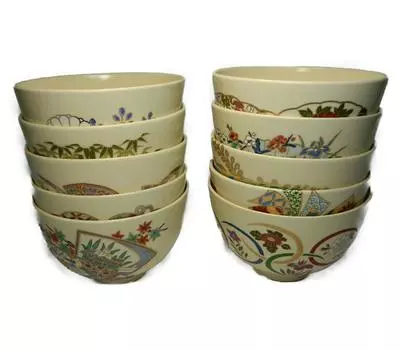 Несколько видов чая 10 разных 10 чаш для чая матча Ninseifu [Чайная утварь] чаши, картины, набор,