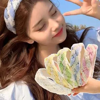 Нескользящая элегантная витая повязка на голову эластичный кружевной обруч для волос милая широкая боковая повязка для волос на каждый день синий