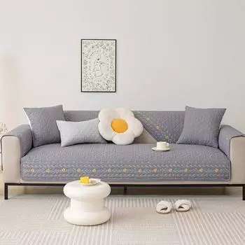 Нескользящая диванная подушка из стираного хлопка с маленьким подсолнухом, современный простой чехол для дивана, универсальное скандинавское свежее полотенце на четыре сезона 70*70