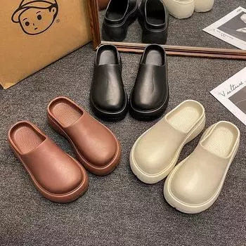 Нескользящая и увеличивающая рост толстая подошва женская летняя одежда для отдыха модные и повседневные тапочки Baotou 36-37 хаки