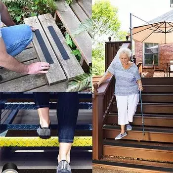 Нескользящая клейкая лента. Нескользящая клейкая лента для наружного применения. Нескользящая натяжная лента с высоким коэффициентом трения. Клейкая лента для безопасных ступеней лестницы. 2.5cm*5m чёрный