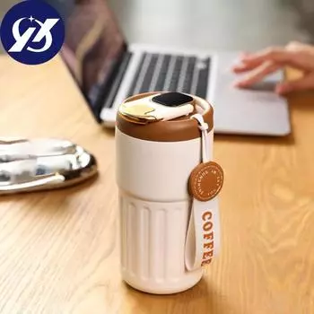 Нескользящая кофейная чашка на 450 мл, интеллектуальный дисплей температуры, практичная портативная питьевая термоудобная бутылка красный