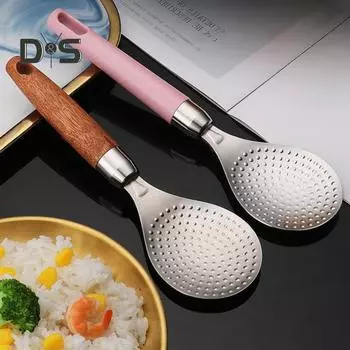 Нескользящая ложка для риса из нержавеющей стали большой емкости, утолщенная водонепроницаемая сервировочная ложка, посуда коричневый