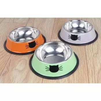 Нескользящая миска из нержавеющей стали, миска для домашних животных, кошек, миска для котят, щенков, нескользящая миска для маленьких собак, кормушка для кошек, миска для кошек, товары для домашних животных оранжевый
