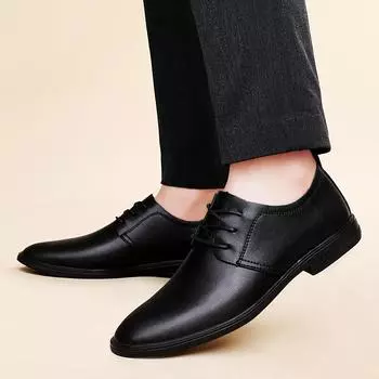 Нескользящая мягкая подошва высококачественные мужские туфли из натуральной кожи на плоской подошве со шнуровкой повседневные туфли новые классические туфли-оксфорды из коровьей кожи для мужчин 37