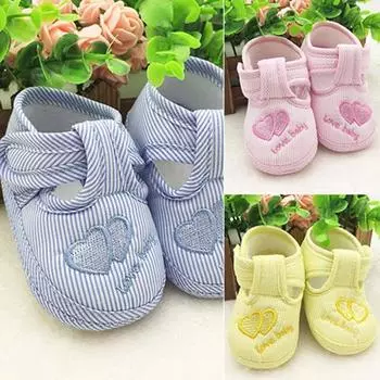 Нескользящая обувь для первых ходунков на мягкой подошве с хлопковым сердечком для малышей, детская обувь для младенцев 4-6 Months серый