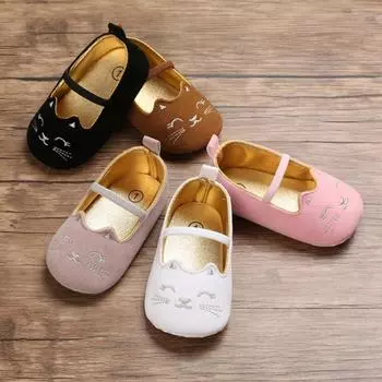 Нескользящая обувь принцессы с милым кошачьим принтом для маленьких девочек, повседневные кроссовки для малышей, обувь для первых прогулок на мягкой подошве 3-L