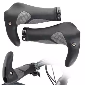 Нескользящая пара ручек для велосипеда, резиновые ручки для горного велосипеда, аксессуары для езды на велосипеде, ручки для руля с блокировкой с обеих сторон A pair of sheep horn covers