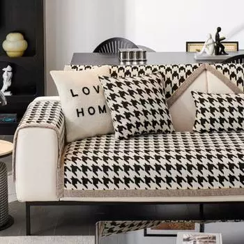 Нескользящая подлокотник, спинка, диванная подушка, универсальный чехол для дивана из шенилла, роскошные чехлы для диванных подушек с узором «гусиная лапка» 70X70cm 1pc