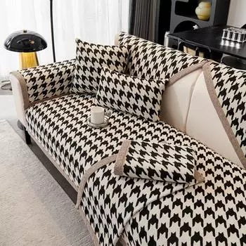 Нескользящая подлокотник, спинка, диванная подушка, универсальный чехол для дивана из шенилла, роскошные чехлы для диванных подушек с узором «гусиная лапка» 70X70