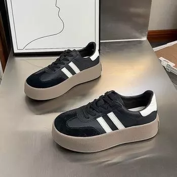 Нескользящая подошва-маффин, маленькие белые туфли, новая осенняя кожаная поверхность, дышащая обувь, детские универсальные кеды, повседневная обувь, сетчатая обувь 35