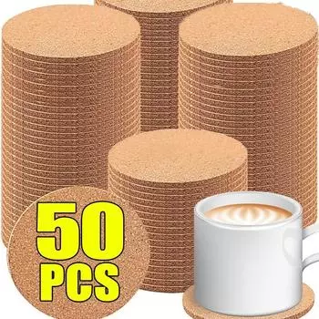 Нескользящая подставка из пробки Натуральные круглые квадратные деревянные коврики для чашек Теплоизоляционные коврики для кружек для чая и кофе Держатели для напитков Украшение стола 1PC