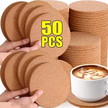 Нескользящая подставка из пробки Натуральный круглый деревянный коврик для чашки Теплоизоляционные подкладки Подставка для кружки для чая/кофе Настольные украшения Подставки для чашек 1PC