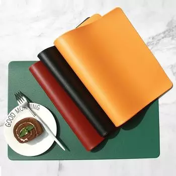 Нескользящая подставка из ПВХ-кожи для кухонного стола, теплоизоляция, подставки под стаканы, подставка под горячее, водонепроницаемая подставка под миску, домашний декор 45x30cm красный