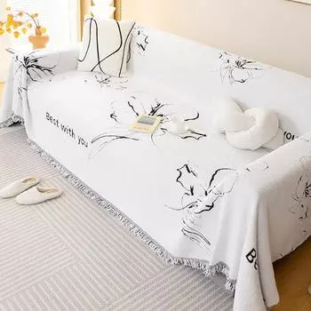 Нескользящая подушка для дивана, простой универсальный чехол для дивана Four Seasons из синели в деревенском стиле, универсальный универсальный чехол для дивана, тканевый чехол, полное покрытие 180*130cm