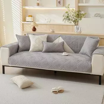 Нескользящая подушка для дивана в гостиной, чехол для дивана из чистого хлопка, однотонная вышитая ткань, художественная подушка для дивана 70x70cm 1pcs