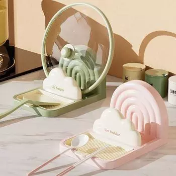 Нескользящая присоска для крышки кастрюли пластиковая подставка для ложки стойка для хранения посуды для кухни розовый