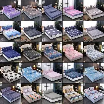 Нескользящая простыня на резинке Simmons Защитный чехол для матраса Покрывало с наволочкой Чехол от пыли с рисунком падающих звезд 2Pcs pillowcase