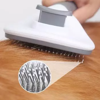 Нескользящая щетка для ухода за собаками и кошками, оборудование для ухода за собаками, расческа для удаления шерсти домашних животных, самоочищающаяся щетка-пуходерка, массажная расческа для предотвращения линьки синий