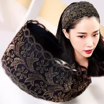Нескользящая сетчатая повязка на голову с цветком избавит от хлопот с кружевными повязками для волос для мам/девочек чёрный