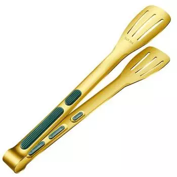 Нескользящая силиконовая ручка, щипцы для еды, полый слив, сервировка еды, гриль для барбекю, зажим для хлеба, щипцы для еды из нержавеющей стали, кухонные аксессуары S серебряный