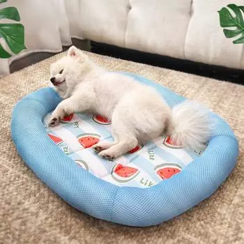 Нескользящая собачья будка для щенков, летняя подушка для дивана и кровати для маленьких и средних собак, дышащий коврик для сна для домашних животных, супер охлаждающая ледяная подушка S