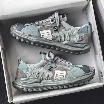 Нескользящая толстая подошва, увеличивающая рост, мужская весенняя мужская обувь, сетчатая, дышащая, для папы, спортивная, новая, износостойкая, 2025, модная обувь для бега 39