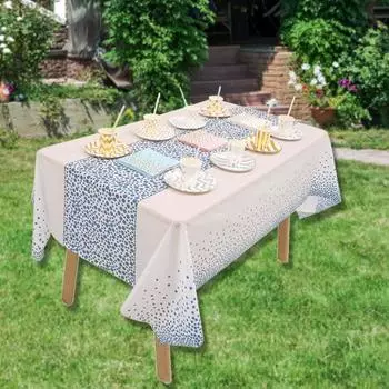 Нескользящая водонепроницаемая скатерть для стола PEVA для детей и взрослых, вечеринка по случаю дня рождения, одноразовая скатерть для повседневного использования синий