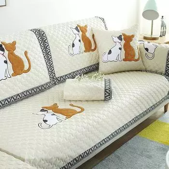 Нескользящая зимняя простота из ткани с мультяшным котом, современный универсальный универсальный чехол на четыре сезона, полный пакет, чехол для дивана 70*70