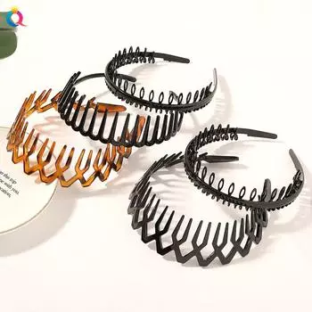 Нескользящая зубчатая повязка на голову с нажимом на волосы, челка, сломанная повязка на голову, простая черная коричневая повязка на голову для женщин