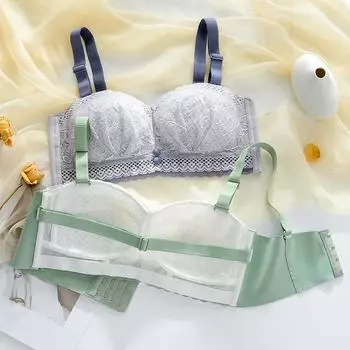 Нескользящее нижнее белье Gather Женский тонкий бюстгальтер-труба, облегающий грудь Удобная сборка под грудью Лето против провисания 34/75B белый