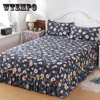 Нескользящее покрывало-юбка-кровать, трехсекционная юбка-кровать, наволочка Simmons, защитный чехол, домашнее постельное белье, милый девчачий стиль 200*220cm