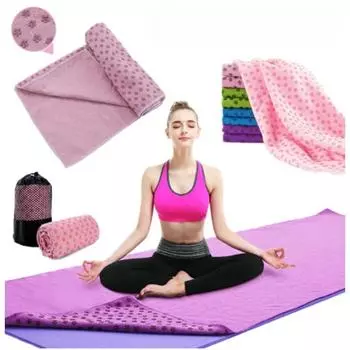 Нескользящее полотенце для йоги, утолщенный ПВХ из микрофибры, коврик для йоги в сливовый горошек, складной коврик для йоги и фитнеса, поглощающий пот, 1 шт.