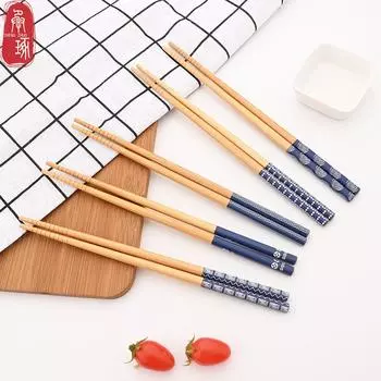 Нескользящие бамбуковые палочки для еды, 5 пар японских суши, кошачьих цветов, разноцветные натуральные деревянные палочки ручной работы, деревянные палочки, многоразовая посуда 5pairs with box