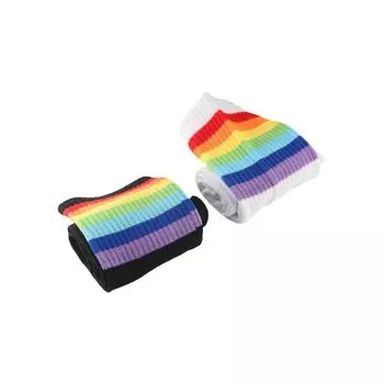 Нескользящие чулки до бедра с радужными полосками, гетры, модные длинные вязаные носки для женщин белый