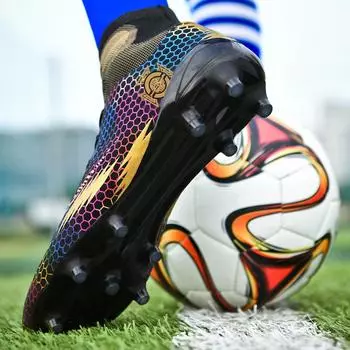 Нескользящие дышащие футбольные бутсы с высокими шипами, спортивная обувь, детская обувь, обувь для взрослых 35 белый