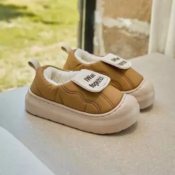 Нескользящие хлопковые тапочки для наружного ношения, увеличивающие рост, толстая подошва, теплая плюшевая сумка, хлопковая обувь 36 хаки