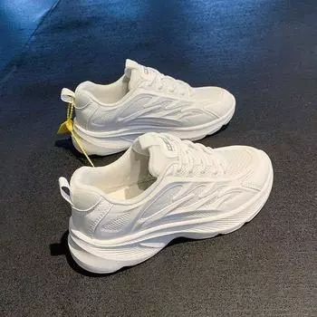 Нескользящие и дышащие кроссовки для женщин-студенток, осень 2024, новые легкие, с мягкой подошвой, амортизирующие, удобные спортивные туфли 35 чёрный